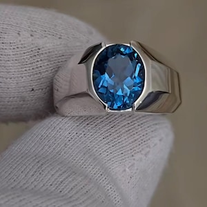 Natural London Blue Topaz Gemstone Ring 925 Sterling Silver Ring Natural London Blue Topaz Silver Ring Blue Topaz Ring Gift For Her