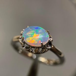 NaturalEthiopian Opal Gemstone Ring 925 Sterling Silver Ring Natural Ethiopian Opal Silver Ring Multi Fire Ethiopian Opal Ring Gift For Her