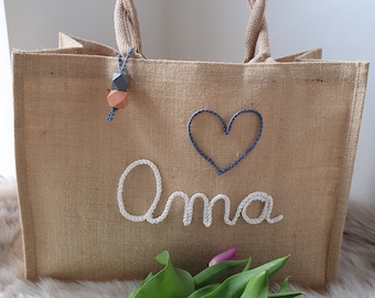 Geschenk Muttertag, Jutetasche personalisiert, Geschenk Oma, Muttertagsgeschenk, personalisierte Tasche, Jute Shopper, Jutebeutel