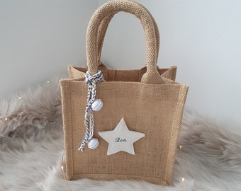 Jute Tasche, Jutetasche personalisiert, personalisiertes Geschenk, personalisierte Tasche, wiederverwendbare Geschenkbeutel