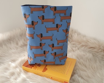 Buchhülle aus Stoff wasserabweisend, Buchhülle für Taschenbücher, Dackel Buchtasche, Geschenk für Buchliebhaber, Buch Schutzhülle