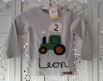Birthday shirt tractor, organic cotton shirt, sweater tractor, birthday sweater tractor, birthday 2, birthday 3, first birthday
