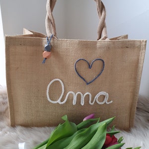 Mother's Day gift, personalized jute bag, grandma gift, Mother's Day gift, personalized bag, jute shopper, jute bag