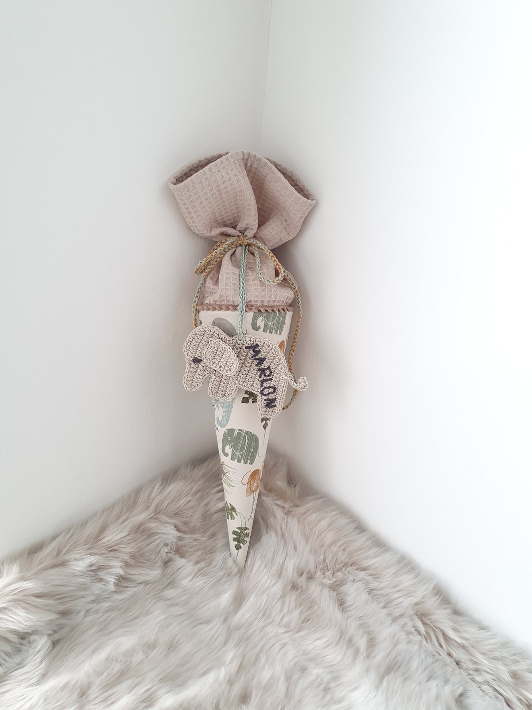 SSKHE Mini Schultüte 2 Stück - 49cm Geschwistertüte Rosa+Grün