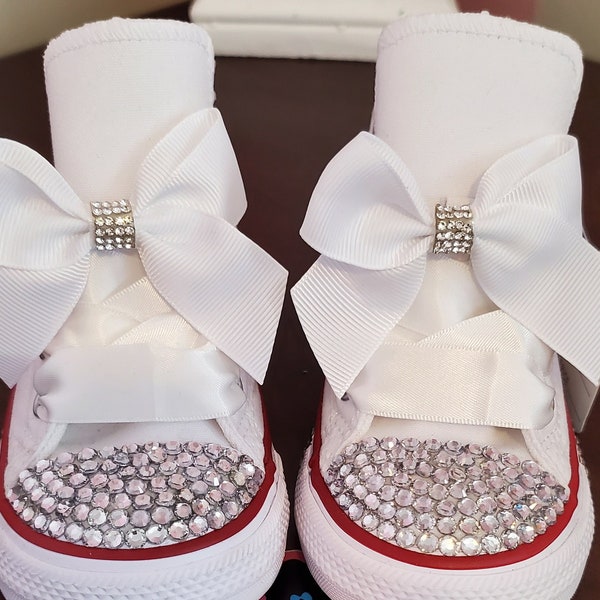 Handmade Rhinestone Bling Custom High-top Converse, Birthday Converse, Custom Converse, Birthday, Christmas Gift,