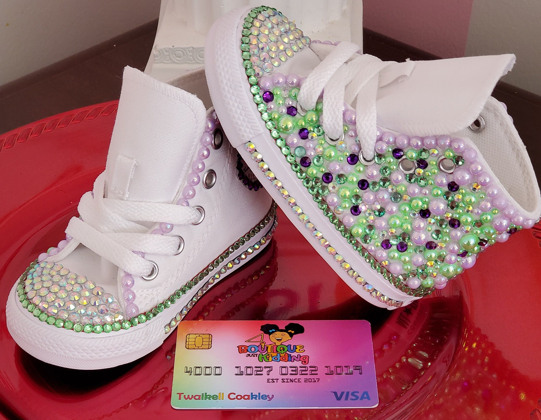 Princess Tiana Custom Converse, Kids Shoe Size 10-3