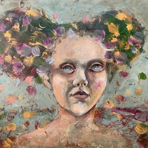 Woman face painting portrait original art 12 x 16 inch  woman painting female artwork impasto painting by TheArtOfImpression