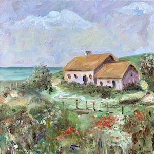 Irland Gemälde Cottage Original Kunst Landschaft Gemälde Meer Wand Kunst 12 x 12 Zoll Bauernhaus Kunstwerk von TheArtOfImpression