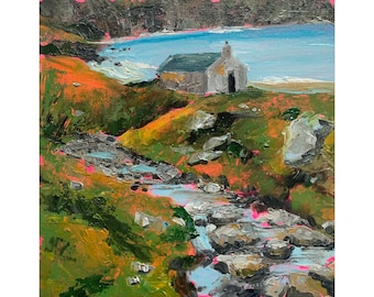 Ireland Field Painting Irish Cottage Original Art Irish Country Impasto Oil Painting Small Artwork by TheArtOfImpression