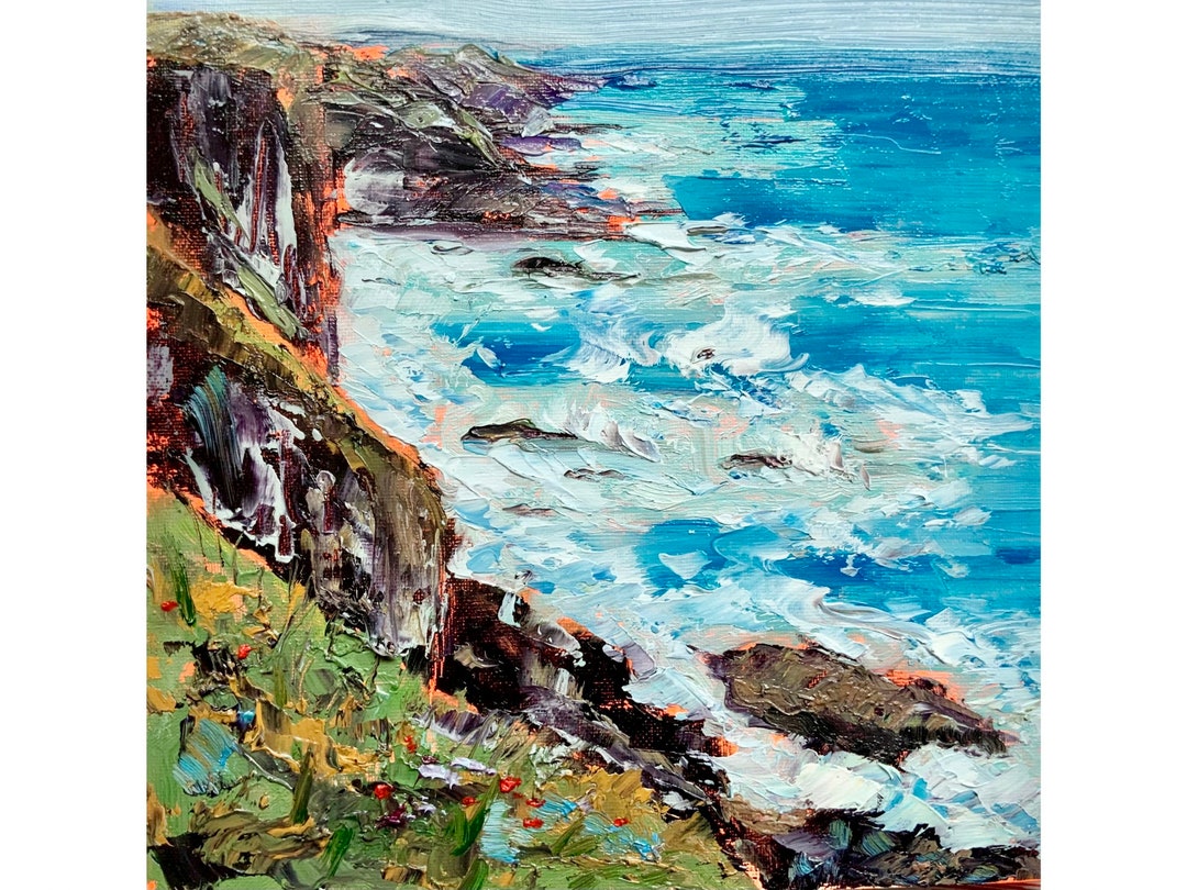 Ireland Landscape Irish Coastline Original Art Hiking Painting Impasto ...