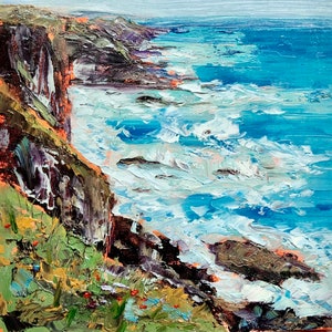 Ireland Landscape Irish Coastline Original Art Hiking Painting Impasto Oil Painting MADE TO ORDER