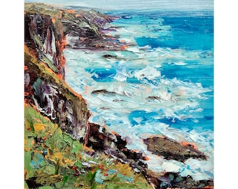 Ireland Landscape Irish Coastline Original Art Hiking Painting Impasto Oil Painting MADE TO ORDER by Alexandra Jagoda