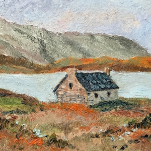 Ireland Painting Cottage Art Farmhouse Painting Irish Original Art 8 x 10 Impasto Oil Painting Sea Painting by TheArtOfImpression