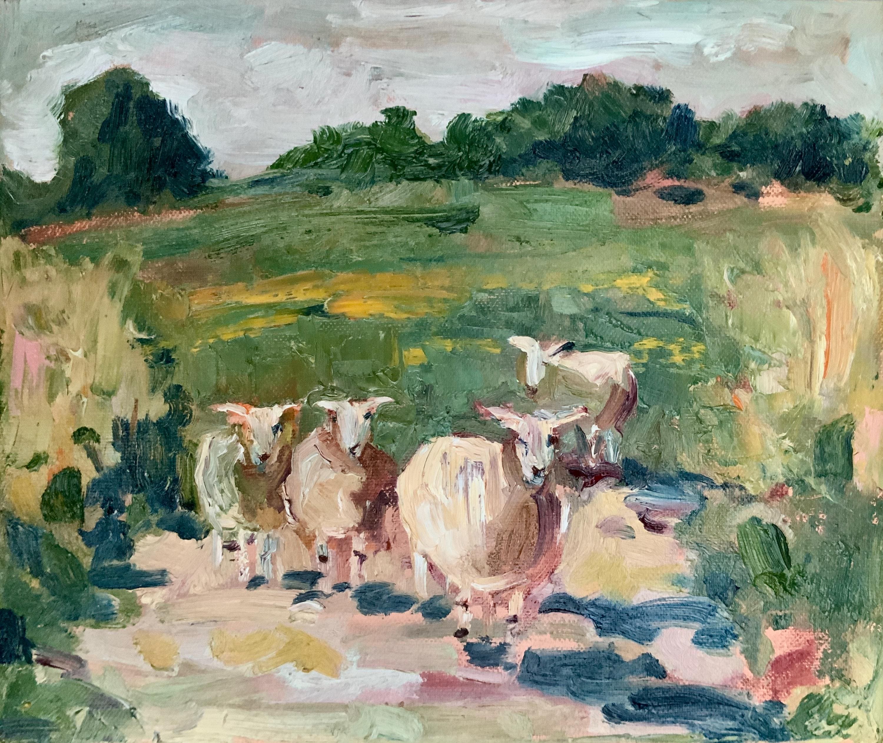 Sheep Painting Landscape Original Art Impasto Oil Painting 10x12” - Etsy