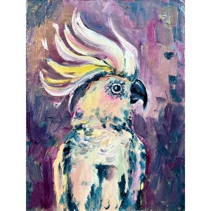 Cockatoo painting bird original art impasto oil painting 6x8 white cockatoo artwork animal art by TheArtOfImpression
