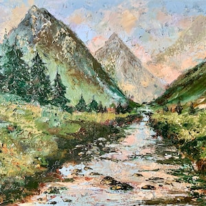 Rocky Mountains Painting Landscape Original Art 20x27inch Impasto Oil Painting Forest Mountains by TheArtOfImpression