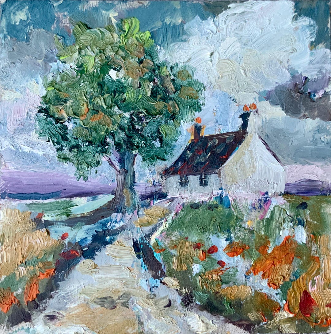 Ireland Painting Cottage Impasto Oil Painting Landscape Art - Etsy