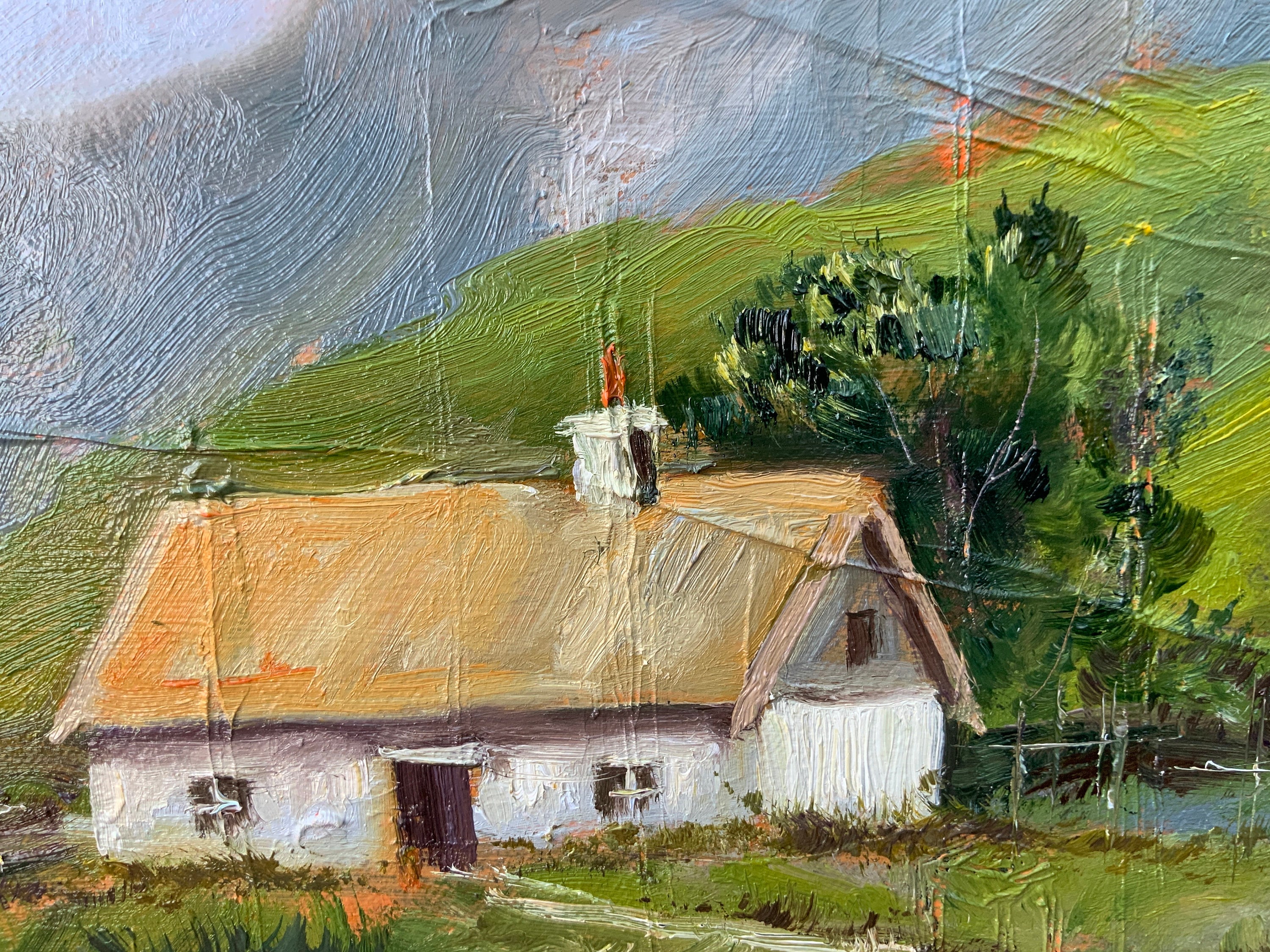 Irish Cottage Painting Ireland Field Original Art Landscape Impasto Oil ...