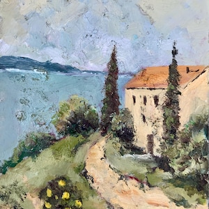 Tuscany Painting Italy Original Art 8x10inch Lemon Tree Painting Countryside Painting Italian Landscape by TheArtOfImpression