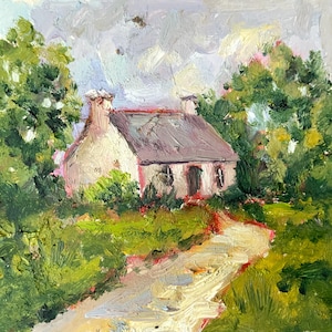 Irish Cottage Painting Ireland Original Art Landscape Painting Impasto Oil Painting Cozy Cottage Painting by TheArtOfImpression