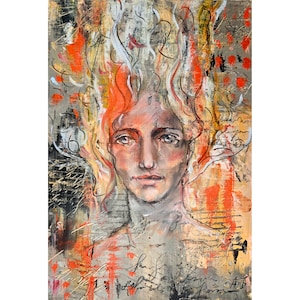 Woman face artwork woman portrait art female original painting girl portrait 16 x 12inch impasto oil painting by TheArtOfImpression