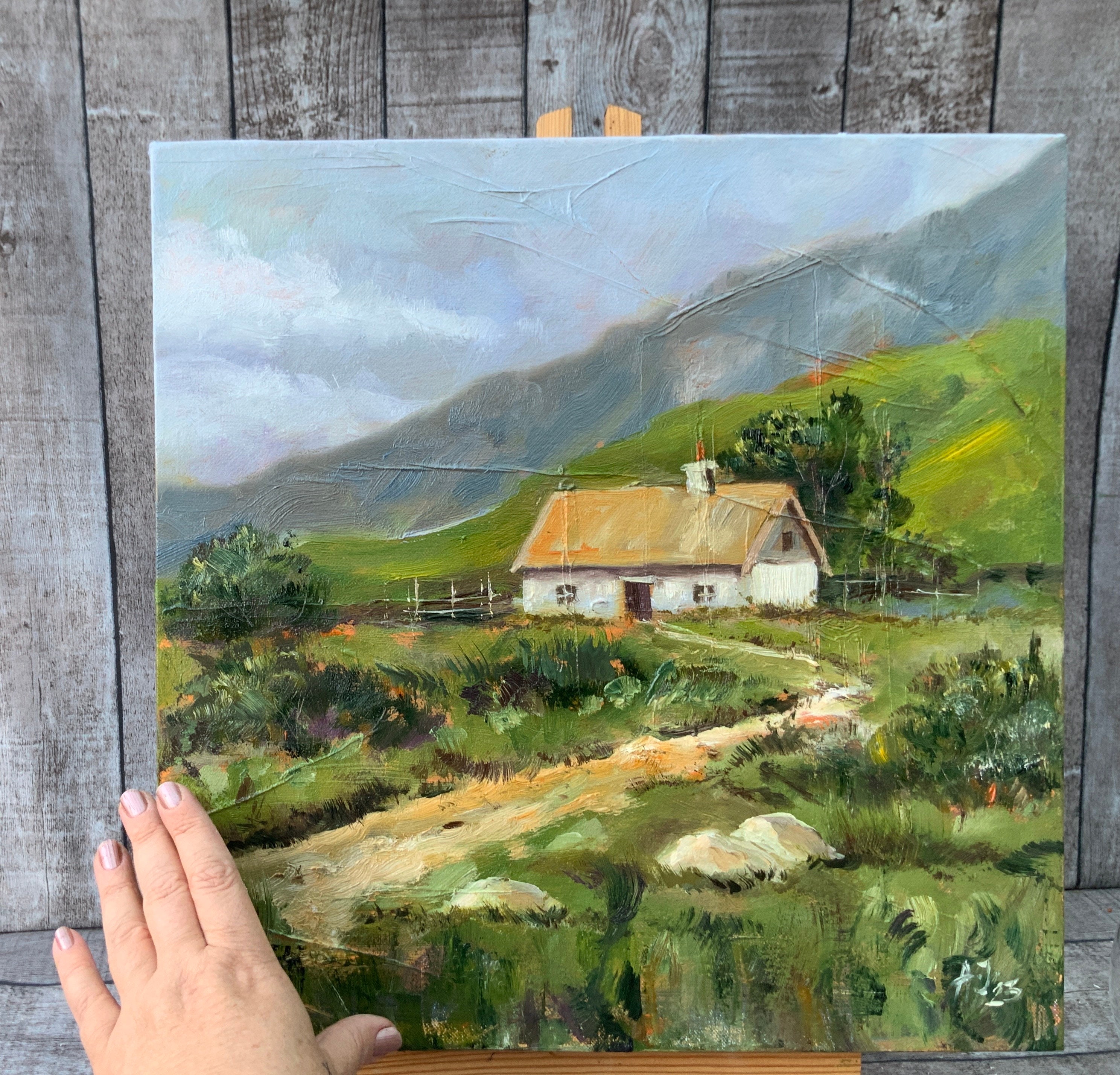 Irish Cottage Painting Ireland Field Original Art Country Artwork ...