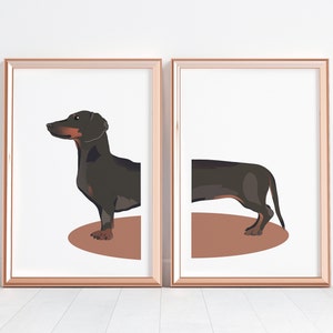 Dachshund Print | Set of 2 Prints | Dachshund, Sausage Dog | Available in A3 & A4