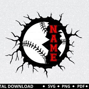 Baseball SVG, DiY Baseball Split Name Monogram Svg, Baseball Logo Svg, Softball svg files, Vector Cut file for Cricut, Silhouette, Png