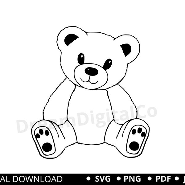 Teddy Bear Svg Png Newborn Svg Bear clipart Teddy Bear Outline Svg Teddybear svg For Cricut Silhouette Сut Files