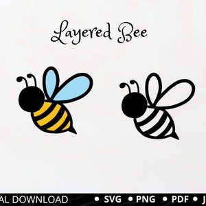 Biene SVG PNG, Hummel, Honigbiene zwar, Layered Cut-Datei, Biene Clip Art, Silhouette Cricut Sofort-Download