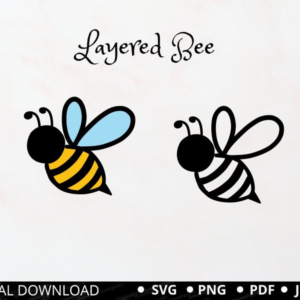 Bee SVG PNG, Bumble Bee, Honey Bee Svg, Layered Cut File, Bee Clip Art, Silhouette Cricut Instant Download