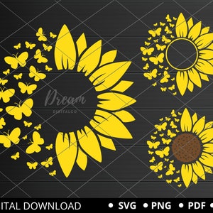 Sunflower Butterfly svg, Sunflower svg, Butterfly svg, Sunflower Butterfly for Cricut, Sunflower with Butterfly cut file clipart svg png