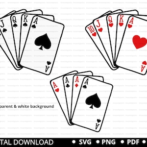 Playing Cards Svg, Aces svg, Poker Cards svg, Royal Flush Clip Art, Cards Clip Art, Poker Cards Vector Cut Files Cricut Silhouette