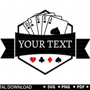 DIY Royal Flush Spade SVG PNG, speelkaarten Svg, gokken, kaartillustraties, pokerkaarten Vector, casinospellen, Royal Flush-illustraties