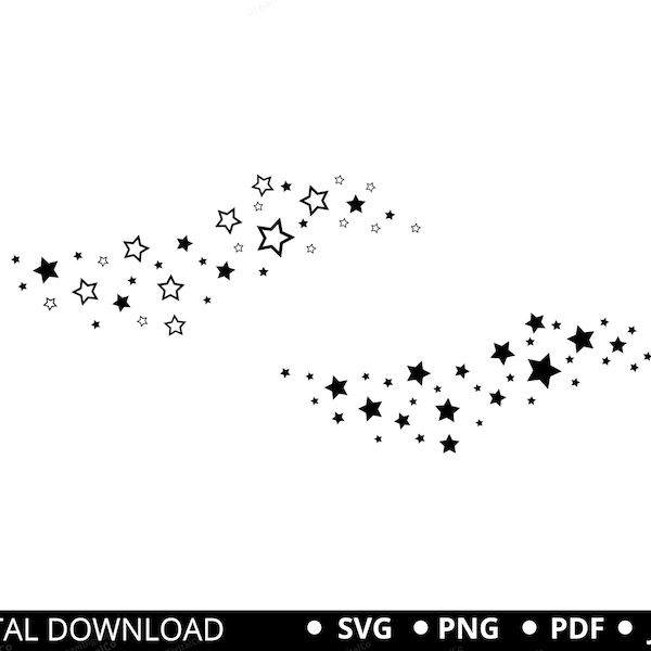 Stars svg, A Wave of Stars svg, Stars background svg, Galaxy svg, Star Clipart cut files SVG PNG Instant Download