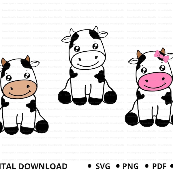 Cow face svg, Toddler cow svg, Cow svg, Cow clipart, Cow cartoon, Cow icon, Cut file, Boy Girls Cow birthday shirt PNG SVG