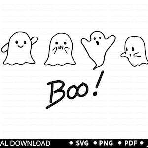 Ghost Svg, Boo svg, Cute Ghost Clipart, Spooky svg, Ghost Boo svg,  Halloween Shirt svg, Ghost cut files, Halloween PNG SVG files for cricut