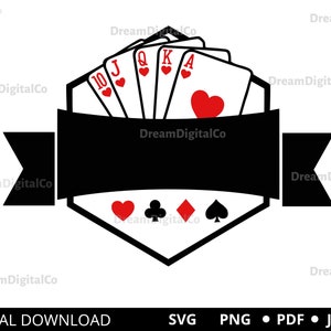 DIY Royal Flush Herzen Spielkarte Glücksspiel Glücksspiel Kasino Wette Blackjack Spiele SVG PNG Clipart Vektor Cricut Schneiden Schneiden
