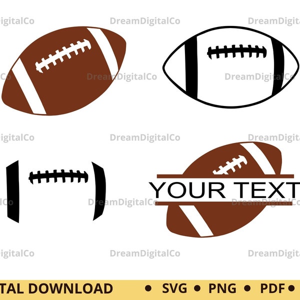 Football SVG, Football Silhouette, Football name, Football PNG, Football laces, Football stitches, Football Cut File - PNG