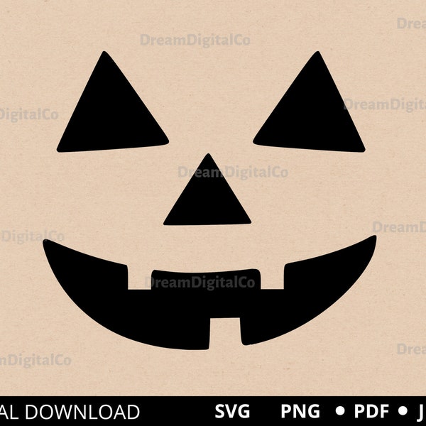 Pumpkin Face Svg, Halloween Svg, Vector Cut file for Cricut, Silhouette Digital Download SVG & PNG