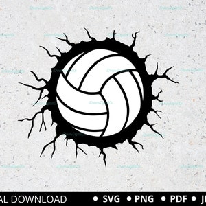Volleyball SVG, Volleyball Breaks Wall, Volleyball Player Svg, Clip Art ...