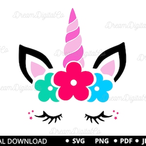 Unicorn SVG, Unicorn Clipart, Unicorn Head Svg, Unicorn Birthday Svg, Cute Unicorn Face Svg, Unicorn Cut File For Cricut PNG