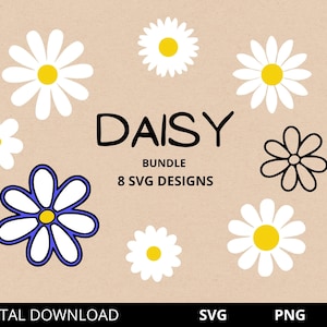 Daisy Svg, Daisy Bundle Svg, Flower Svg, Floral SVG, Daisy Png, Spring Svg, Daisy Flower Clipart, Vector, Cut Files