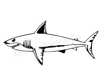 Shark SVG PNG Shark Clipart Great White Shark Silhouette Cut File Shark Clip Art Instant Download