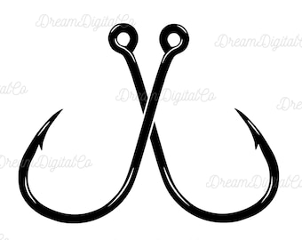 cross fish hook vector Crossed Fish Hooks Svg, Fish Hook svg, Bass Fishing Svg, Fishing logo Svg,  Vector Cut file Cricut, Silhouette Instant Download PNG