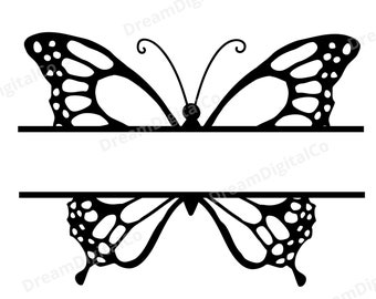 DIY vlinder SVG, vlinder split monogram PNG, vlinder clipart, vlinders SVG, vlinder vector, Cricut gesneden bestand