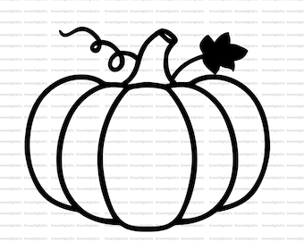 Pumpkin SVG, Outline Pumpkin Svg, Fall Svg, Halloween Svg, Thanksgiving Svg, Vector Cut file for Cricut, Silhouette - PNG
