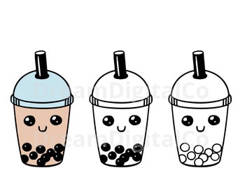 Bubble Tea SVG Cute Boba Tea lover Kawaii Drink Kids Shirt design Boba Tea Cut file For Cricut Silhouette Vinyl Decal