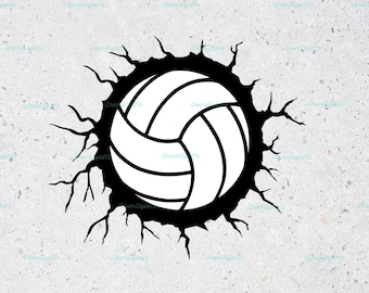 Volleyball SVG, Volleyball Breaks Wall, Volleyball Player Svg, Clip Art, Decal, Team Svg, Volleyball Cut Files for Cricut & Silhouette PNG