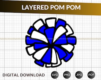 Cheerleading Pom Pom Svg, Cheer svg, Pom Pom Svg, Cheerleader svg, Cheer Clipart Cut File, Sports Svg, Cheer mom svg, PomPom Cut files- PNG